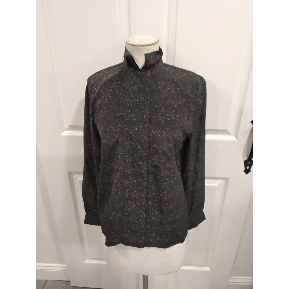 Nordstrom Petite Focus Paisley Silk Button Down Blouse Women Size 4P